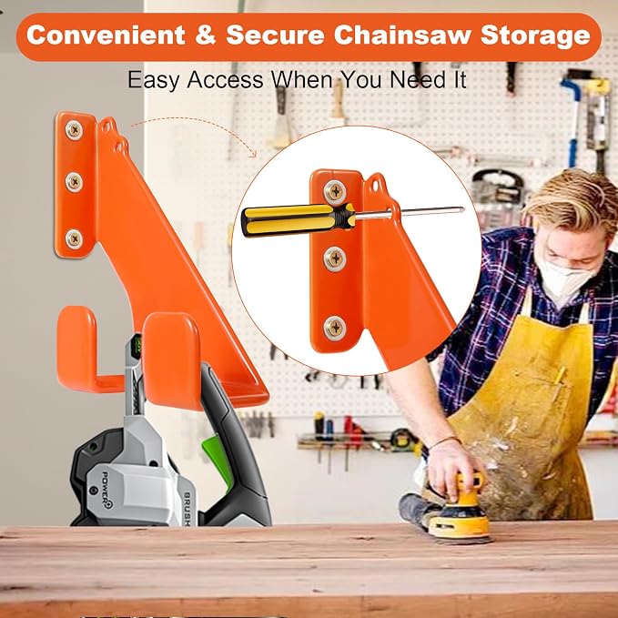 Chainsaw Hanger, 1 Pack Durable Chainsaw Holder, Heavy Duty Wall Mount Hanger - Image 2