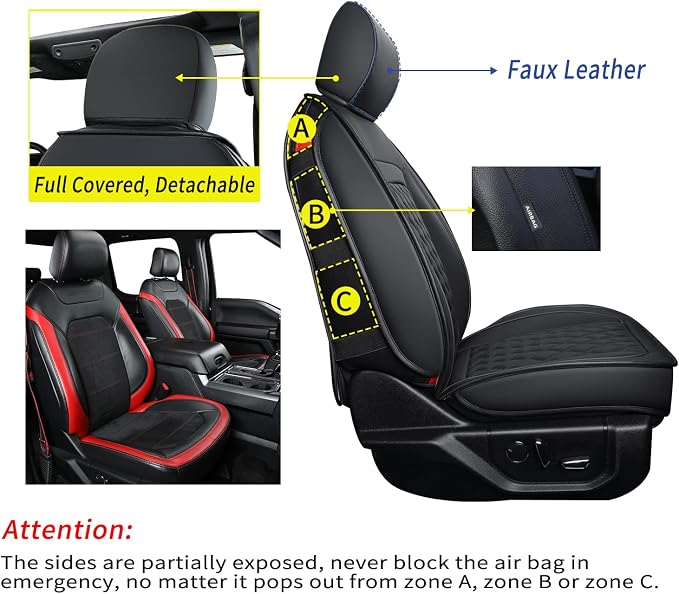 LUCKYMAN CLUB F150 Faux Leather Seat Covers Fit - Image 3