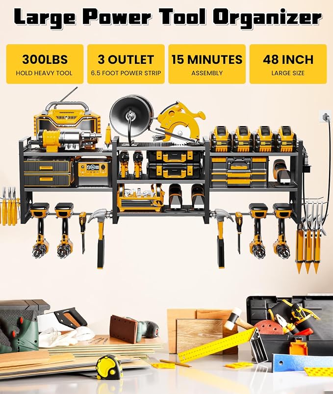 Heavy-Duty 48" Wall Mount Power Tool Organizer - Image 2