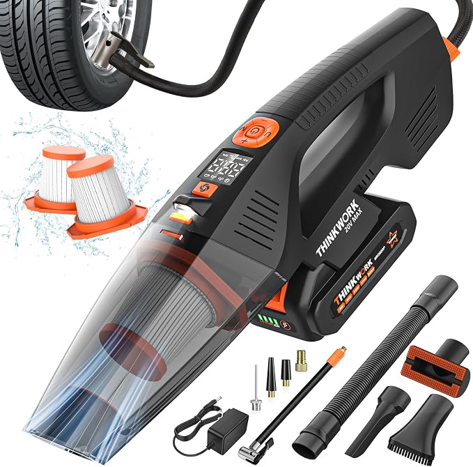 THINKWORK 20V Car Vacuum & Air Compressor, Dual Function High Power Handheld by THINKWORK