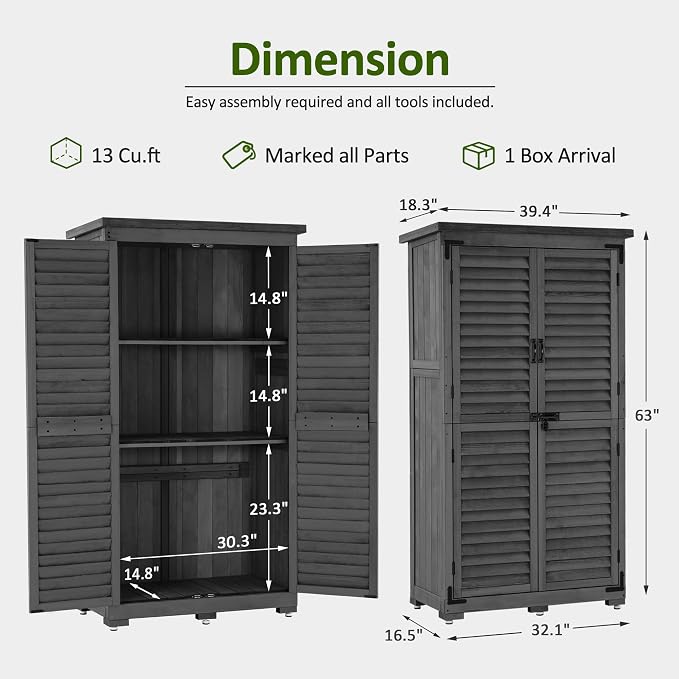 MCombo Outdoor Storage Cabinet, Garden Storage Shed, Outside Vertical Shed - Image 3