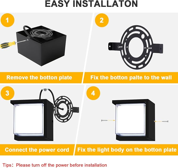 Outdoor Wall Light, 6000K Daylight Small Anti Rust Exterior Wall Lighting - Image 5