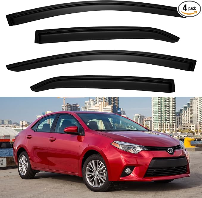 Window Visors Rain Guards for Toyota Corolla 2014-2019, Out-Channel Window Vent by YQAUTEC