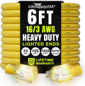 6ft Outdoor/Indoor Extension Cord 16/3 Gauge Heavy Duty 3 Prong SJTW, Waterproof by LifeSupplyUSA