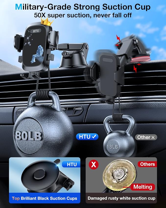 HTU 2025 Upgraded Car Phone Holder 【Safety Certs & No Smell】 Cell Phone Holder - Image 5