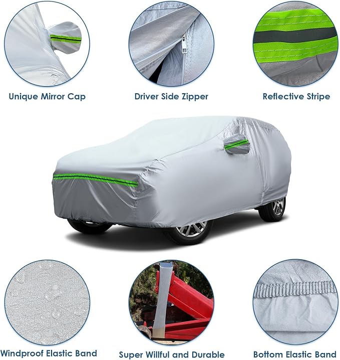 AUQDD 6-Layers Premium Sedan Car Cover Waterproof All Weather Weatherproof UV - Image 3