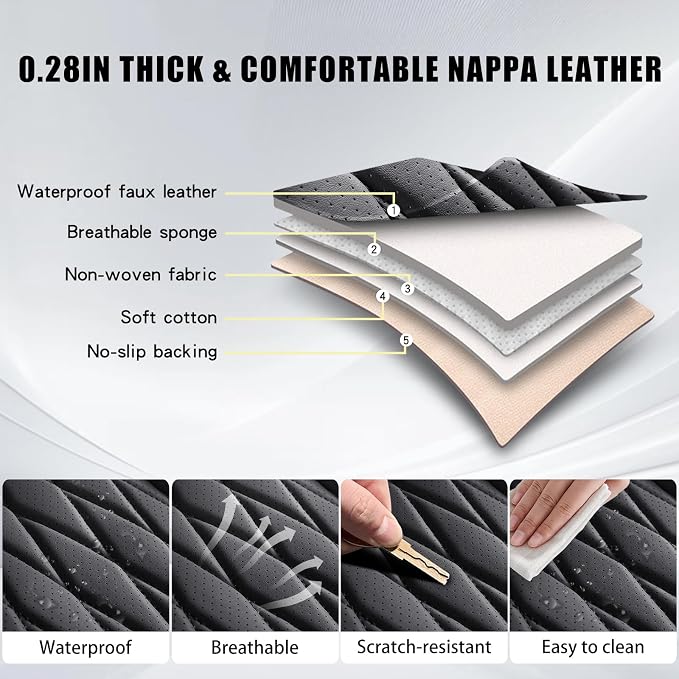 WELLDO Car Seat Covers Full Set, Leather Seat Covers - Image 8