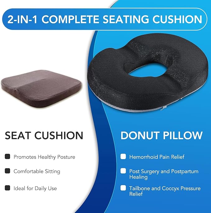 Donut Pillow for Office Chair Car Seat Cushion Cooling Gel Memory Foam Cushion - Image 4