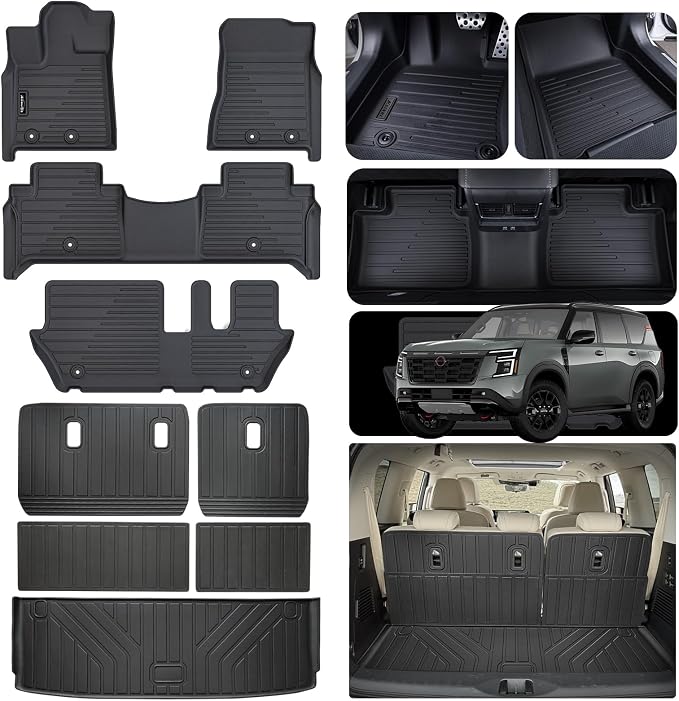 Floor Mat for 2025 Nissan Armada Only Suit for 8 Seats, TPE All Weather by AltraVosAllWeatherCarMats