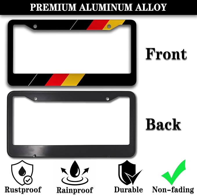 License Plate Protector Black, and Red License Plate Frames German Flag - Image 3