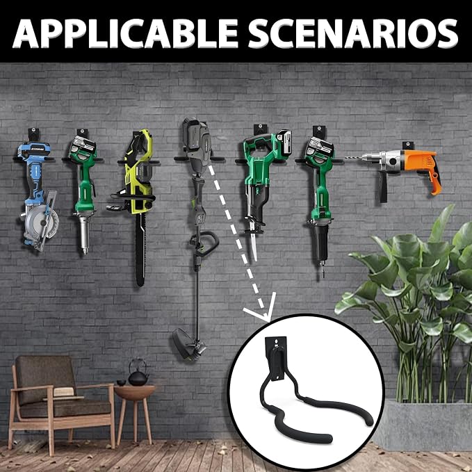 3-H Weed Eater Hanger 1 Pack, 1 Large Garage Wall Hooks, 1 Extension Strap - Image 4