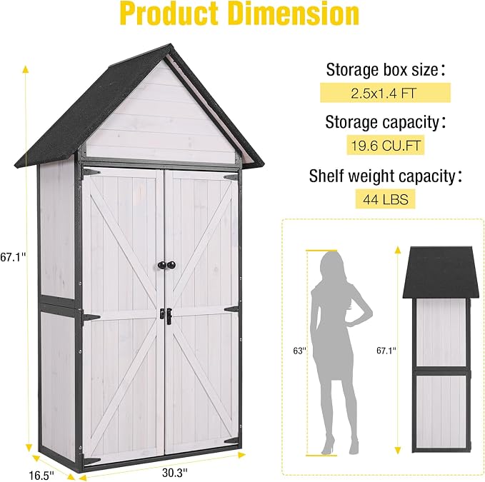 Outdoor Storage Shed, Vertical Wooden Tool Shed - Image 7