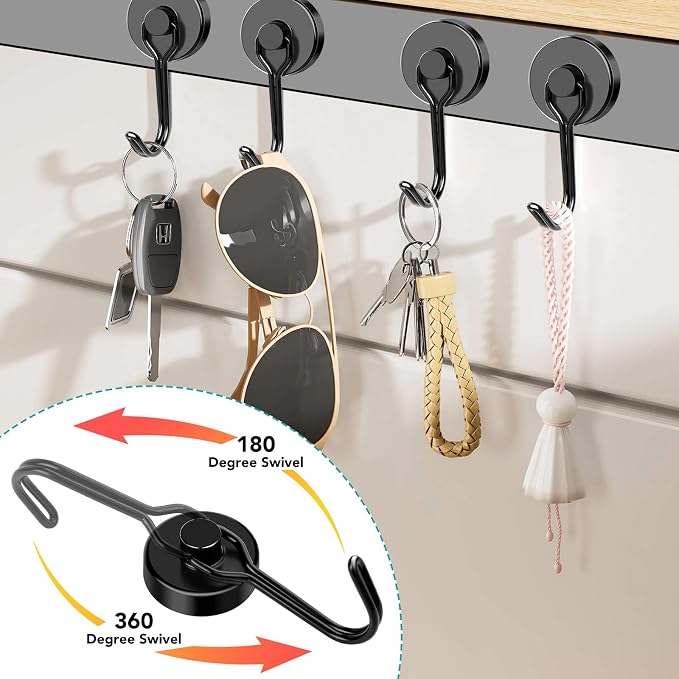 DIYMAG Black Magnetic Hooks, 80LBS Strong Magnetics Heavy Duty, Magnet Hook - Image 5