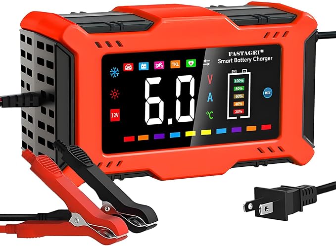 LiFePO4/Lead Acid Battery Charger Smart Battery Trickle Charger 12V 6A by FASTAGEI