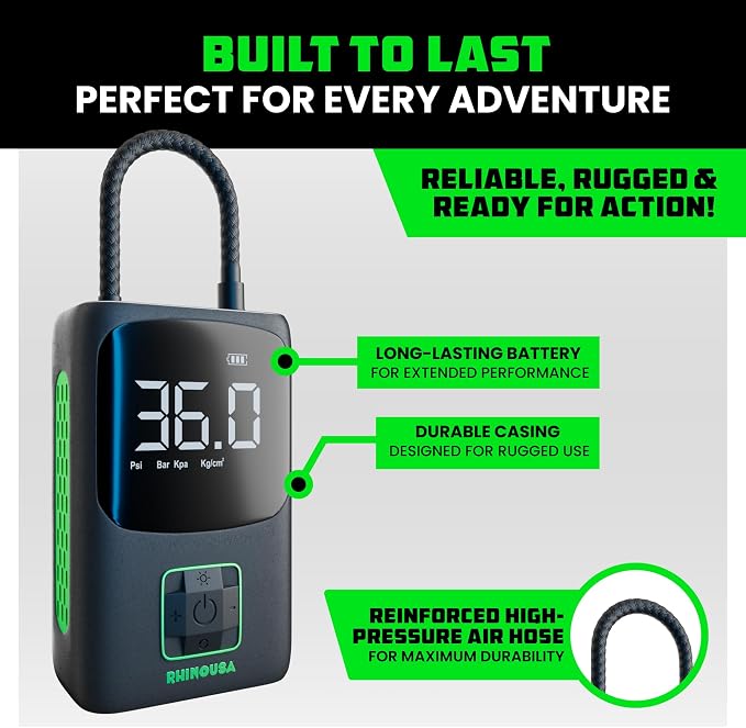Rhino USA Tire Inflator Portable Air Compressor Upgraded Air Pump - Image 3