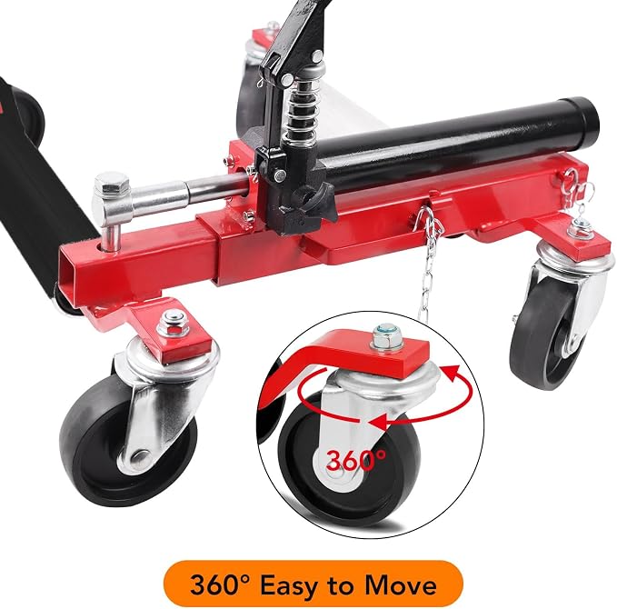 4 Pcs Car Wheel Dolly with Hydraulic Tire Jack, 1500LBS Capacity Trailer Dolly - Image 4