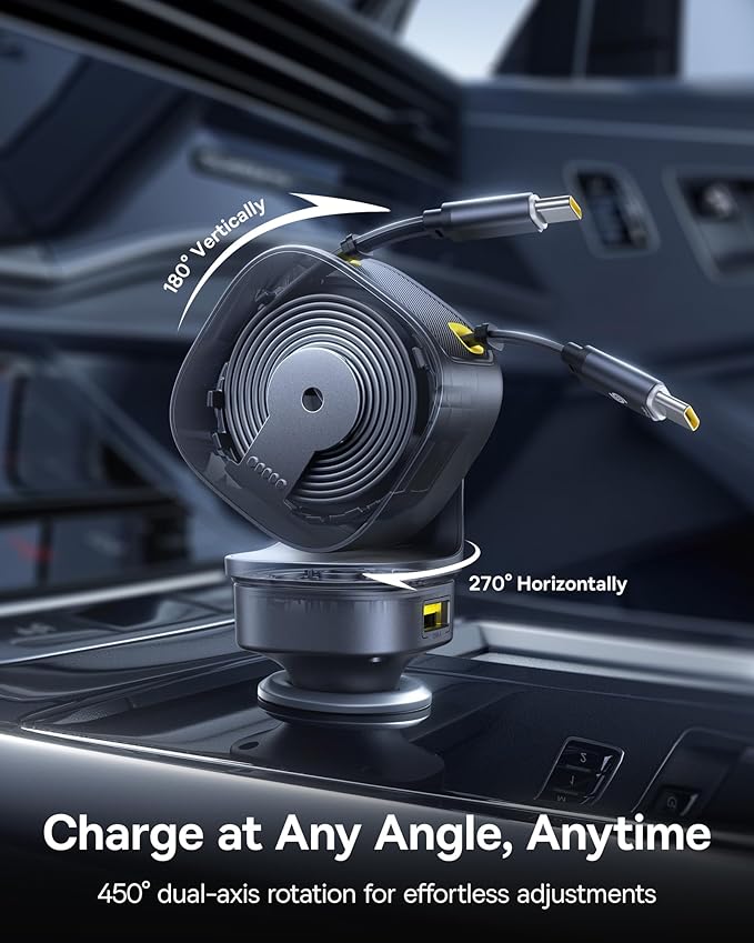 Baseus 163W Retractable Car Charger USB C Fast Charging, PrimeTrip VR2 Max 4 in - Image 6
