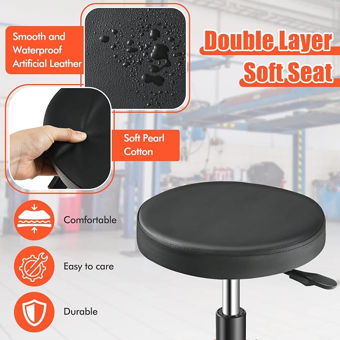 IRONMAX Rolling Mechanic Stool, Adjustable Shop Stool Creeper Seat - Image 5