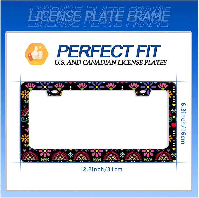 Folk Flowers Vintage Floral License Plate Frame Flower License Plate Stainless - Image 7