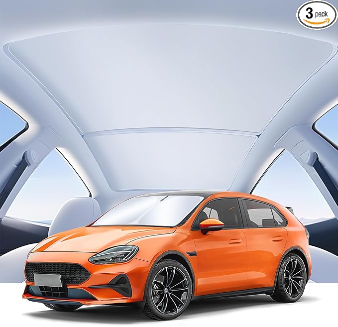 Compatible for Tesla Model Y 3Pcs Sunshade Windshield & Roof, Portable Foldable by SPEMER