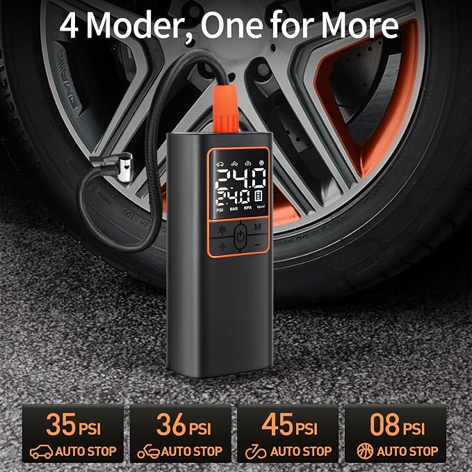 LAMONKE Tire Inflator Portable Air Compressor, 2X Faster Inflation Car Tire - Image 2