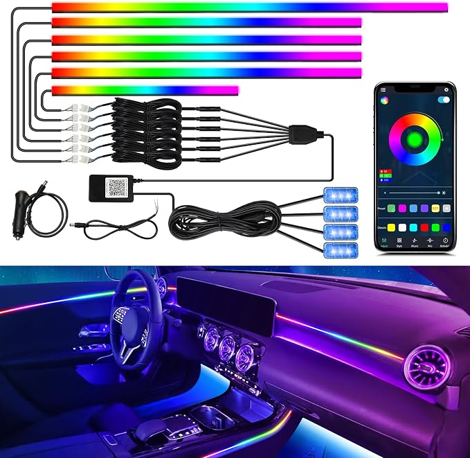 Dreamcolor Interior Car Lights, WEBUPAR Car Accessories 10 in 1 Car LED Strip by WEBUPAR