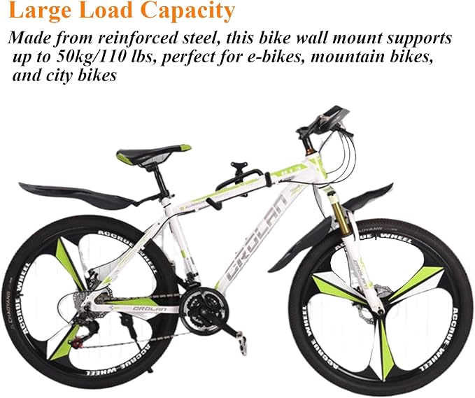Bike Wall Mount Heavy Duty Steel Bicycle Rack 360°Swivel Adjustable Bike Hanger - Image 7