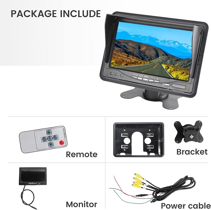 Anina 7 Inch Monitor Quad Split HD Screen 4 Channels RCA Video Inputs - Image 7