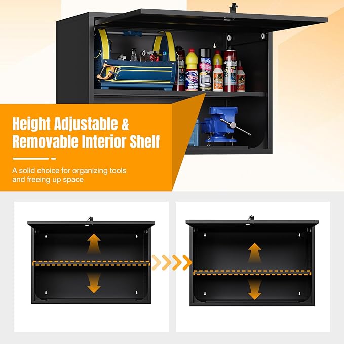 Metal Wall Storage Cabinet Adjustable Shelf 22'' Tall Steel Garage Wall Mounted - Image 4