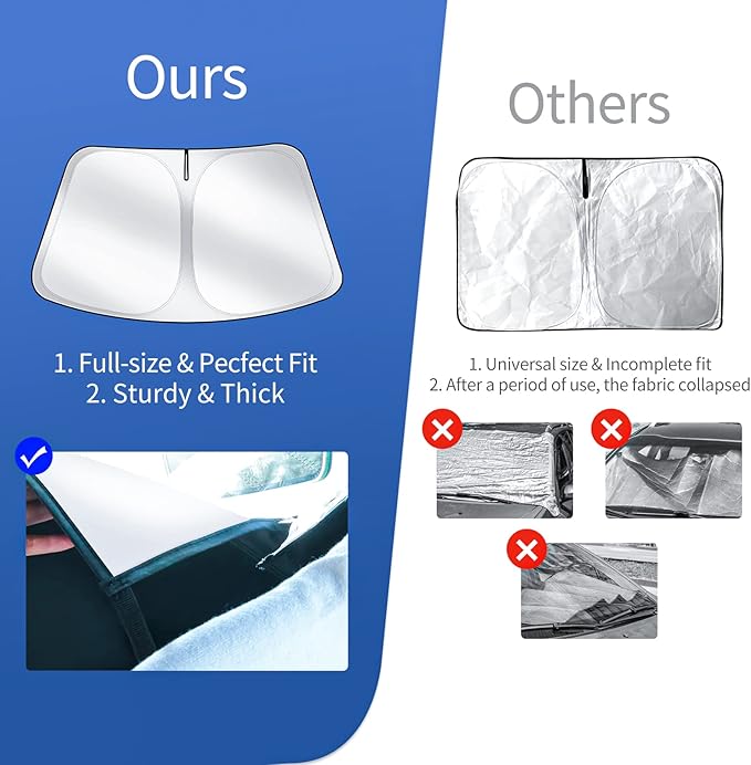 Upgraded Sunshade for Tesla Model 3/Y Windshield, Improved UV Protection Fabric - Image 3