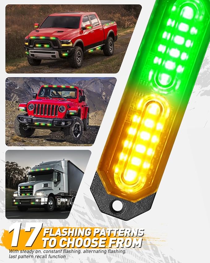 HLauto 1200T Emergency Strobe Grille Lights: 8pcs 12 LED Sync Feature Safety - Image 5
