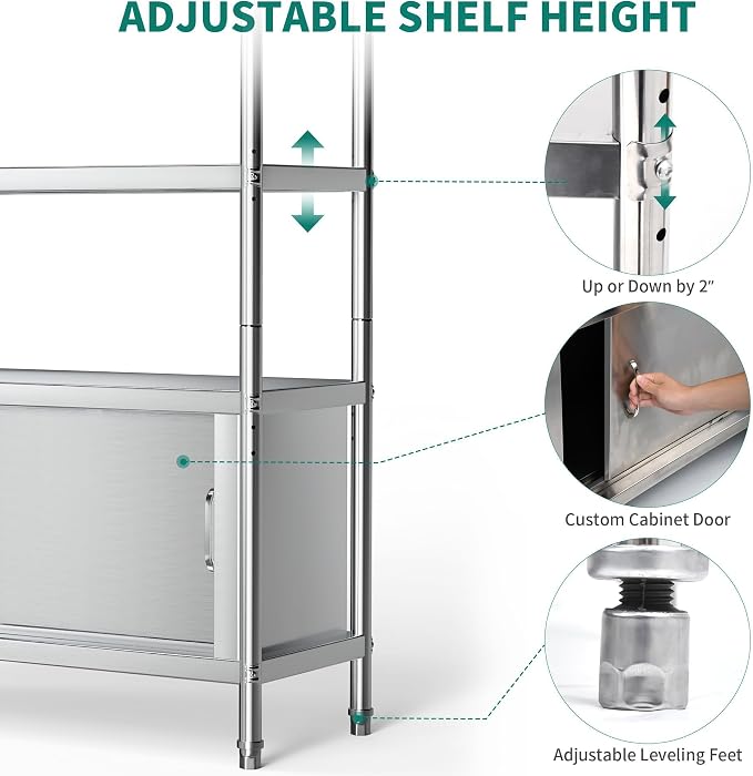 YITAHOME Stainless Steel Shelves 4 Tier, NSF Heavy Duty Floor Mount Shelving - Image 3