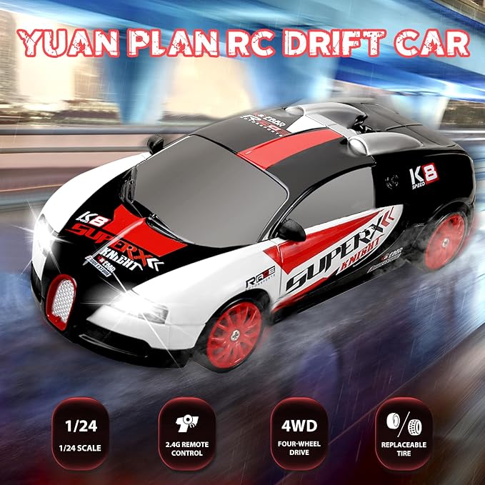 RC Drift Car 2.4GHz 1:24 Remote Control Cars 4WD 15KM/H High Speed Drifting RC - Image 2