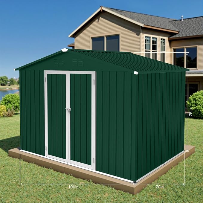 8 x 6 FT Outdoor Storage Metal Shed, Bike Garden Tool Shed - Image 6