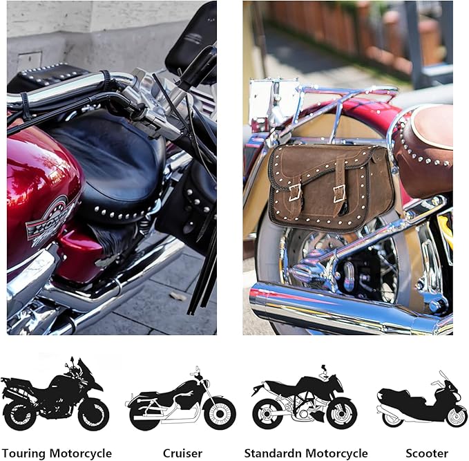 GARGOYLE BELLS Genuine Leather Motorcycle Saddle Bags Motorcycle Luggage Bag - Image 4