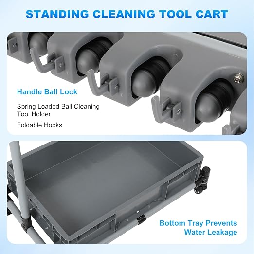 Broom and Mop Holder Freestanding Mobile Cleaning Tool Storage Rack, Floor - Image 4