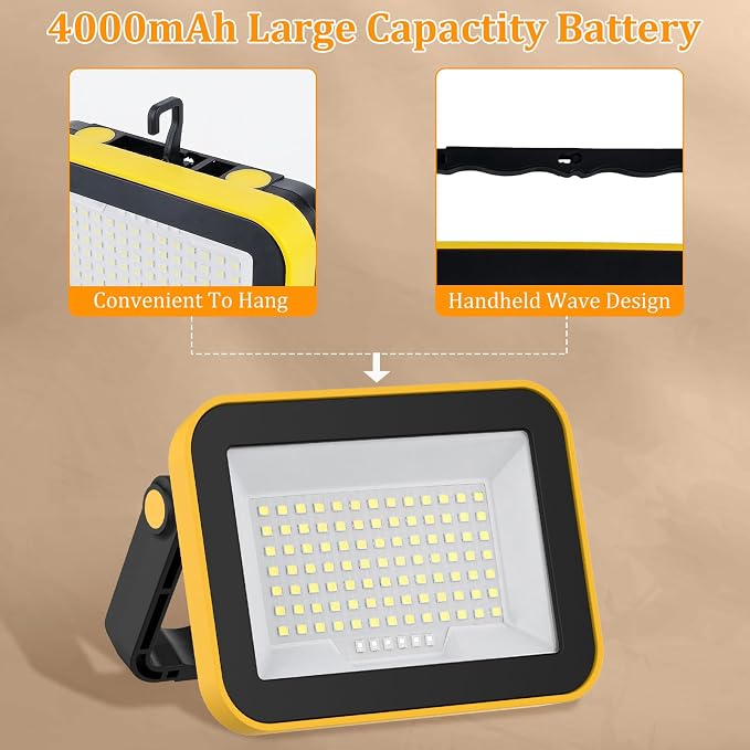 4 Pack Work Light Portable SMD LED Super Bright Rechargeable Flood Light - Image 5