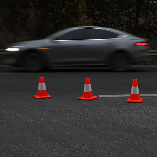 8 Pack All-PVC 1-Piece Traffic Cones, 360° Visible Fluorescent Orange-Red - Image 8