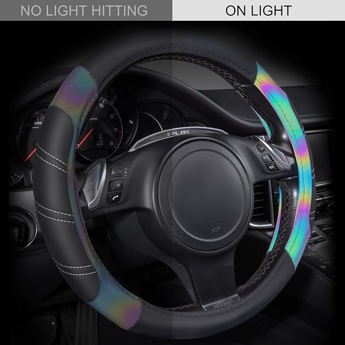 CAR PASS Line Rider Microfiber Leather Sporty 14.5-15 inch Steering Wheel Cover - Image 2