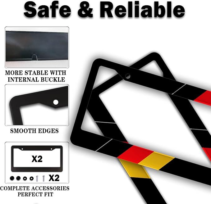 License Plate Protector Black, and Red License Plate Frames German Flag - Image 4