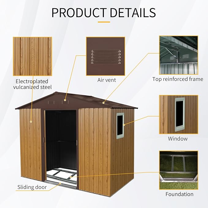 4x8 FT Outdoor Storage Shed, Metal Garden Shed - Image 3