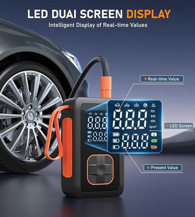Tire Inflator Portable Air Compressor, 180PSI & 15000mAh Cordless Air Pump - Image 3