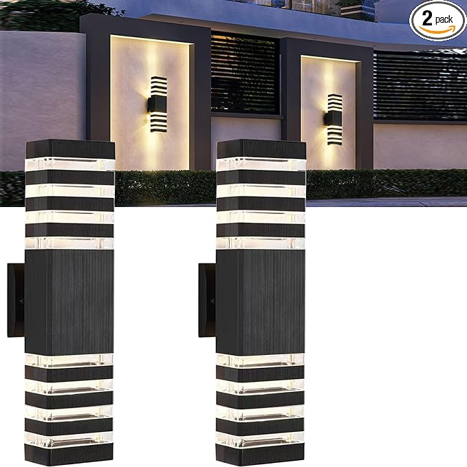 18inch LED Square Up & Down Wall Lights, 24W Outdoor Wall Light 4000K Day White by Yongjishun