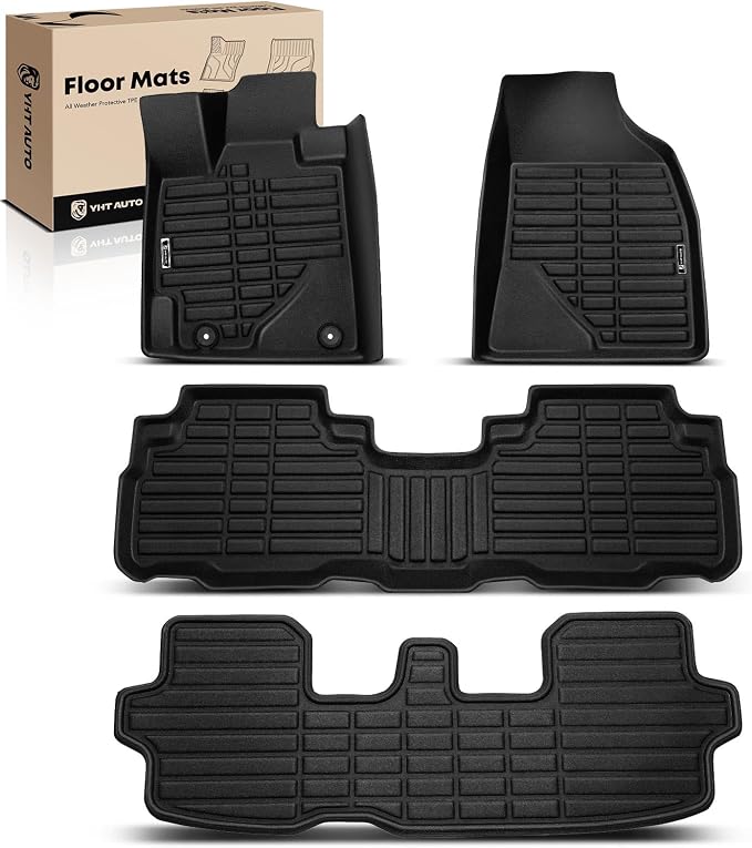 YHTAUTO Floor Mats & Cargo Mat Fit 2008-2013 Toyota Highlander, TPE All Weather by YHTAUTO