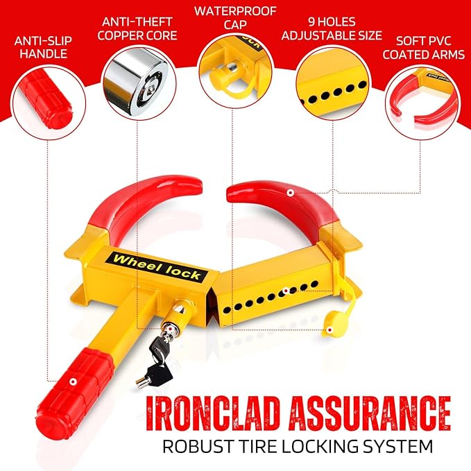 Flexzion Trailer Wheel Lock Anti Theft Wheel Clamp Lock - Image 3