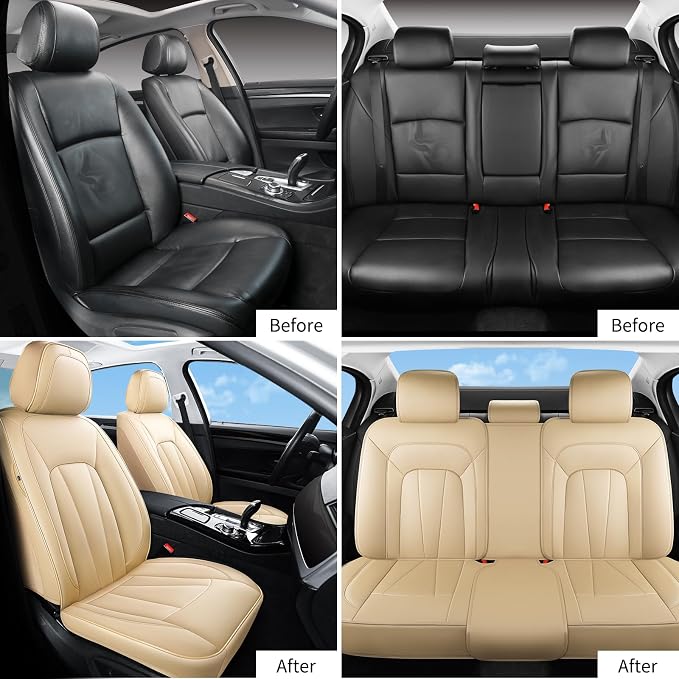 Car Seat Covers Full Set, Breathable and Waterproof Faux Leather Automotive - Image 6