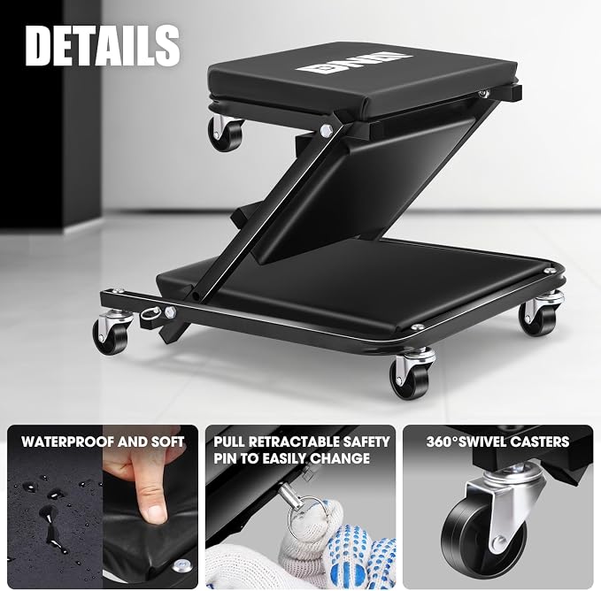 DNA MOTORING 36 Inches Folding 2 in 1 Rolling Z Creeper, Adjustable Roller - Image 6