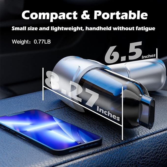Car Vacuum Portable Cordless, 5 in 1 Handheld Vacuum Cleaner, Mini Vacuum - Image 2