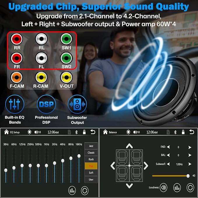 7" Double Din Car Radio with Wireless Apple CarPlay and Android Auto, 240W - Image 3