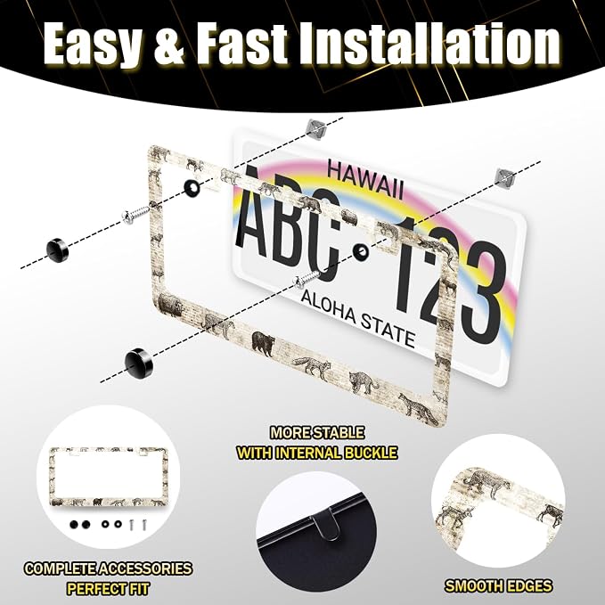 Animals License Plate Frame Bear Deer Horse Tiger License Plate Holder - Image 7